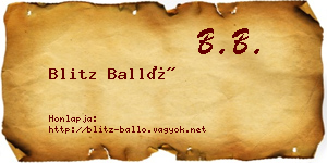 Blitz Balló névjegykártya